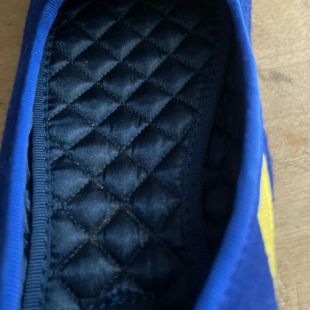 Ralph Lauren Spell Out Flannel Wool Slippers Blue Royal Shoes Sz 2